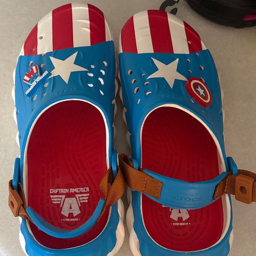 CROCS Kids Sandals - Blue, Red, and White